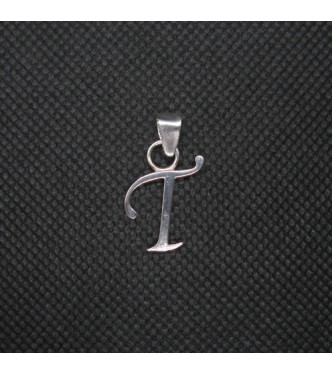 PE001486 Sterling Silver Pendant Charm Letter T Solid Genuine Hallmarked 925